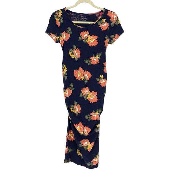 Ingrid & Isabel Isabel Maternity Navy Floral T-shirt Dress Size XS - Picture 1 of 6